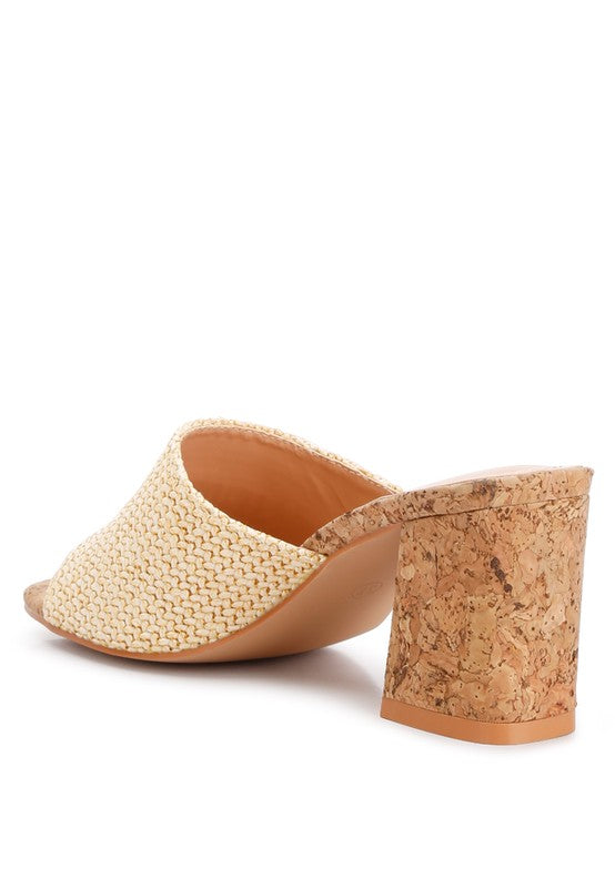 ADDIE Block Heel Slip On Sandals Natural by Rag Company | Fleurcouture