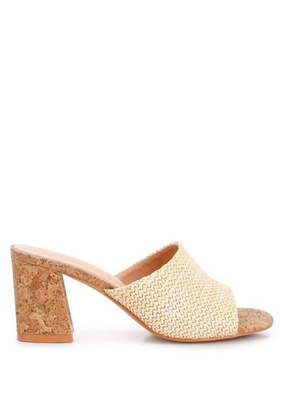 ADDIE Block Heel Slip On Sandals Natural by Rag Company | Fleurcouture