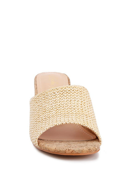 ADDIE Block Heel Slip On Sandals Natural by Rag Company | Fleurcouture