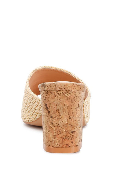 ADDIE Block Heel Slip On Sandals Natural by Rag Company | Fleurcouture