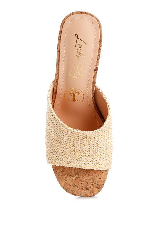 ADDIE Block Heel Slip On Sandals Natural by Rag Company | Fleurcouture