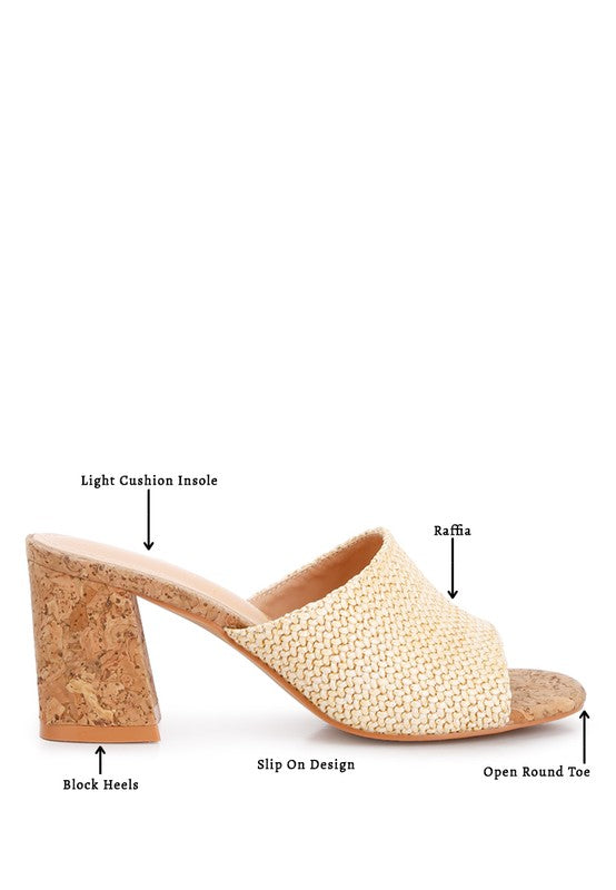 ADDIE Block Heel Slip On Sandals Natural by Rag Company | Fleurcouture