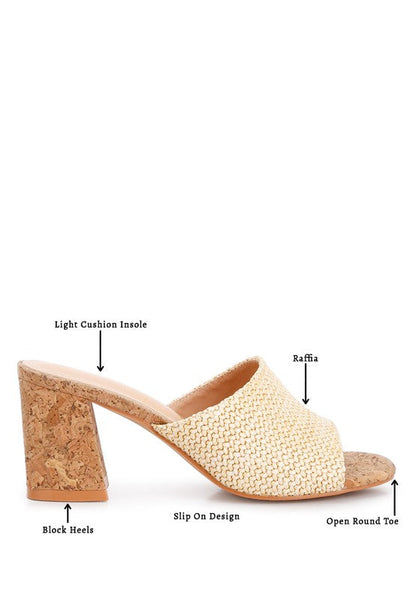 ADDIE Block Heel Slip On Sandals Natural by Rag Company | Fleurcouture