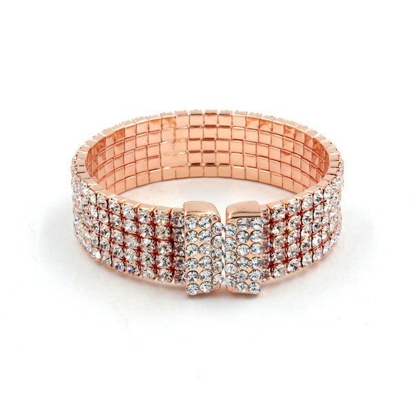 ADJUSTABLE RHINESTONE ENCRUSTED CUFF BRACELET ROSE GOLD/RGCL Os by Bella Chic | Fleurcouture