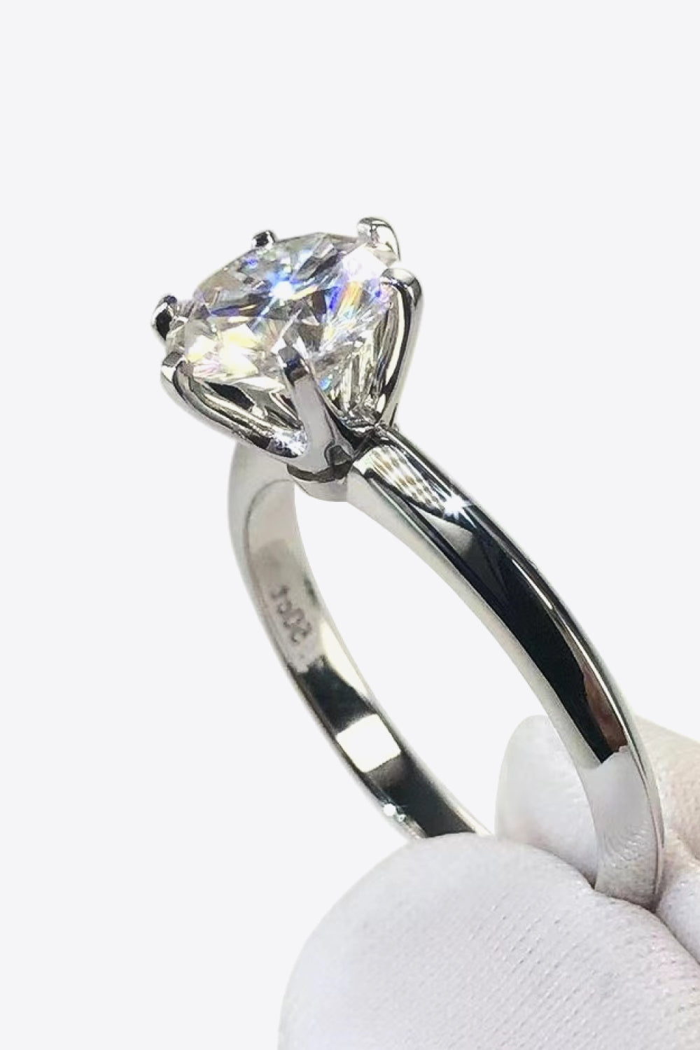 Adored 925 Sterling Silver 3 Carat Moissanite 6-Prong Ring Silver Accessories by Trendsi | Fleurcouture