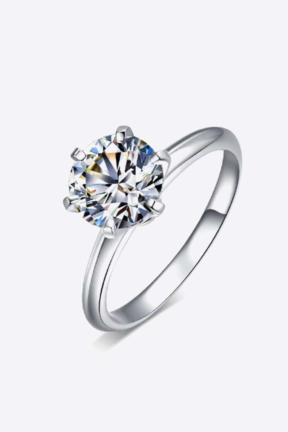 Adored 925 Sterling Silver 3 Carat Moissanite 6-Prong Ring Silver Accessories by Trendsi | Fleurcouture