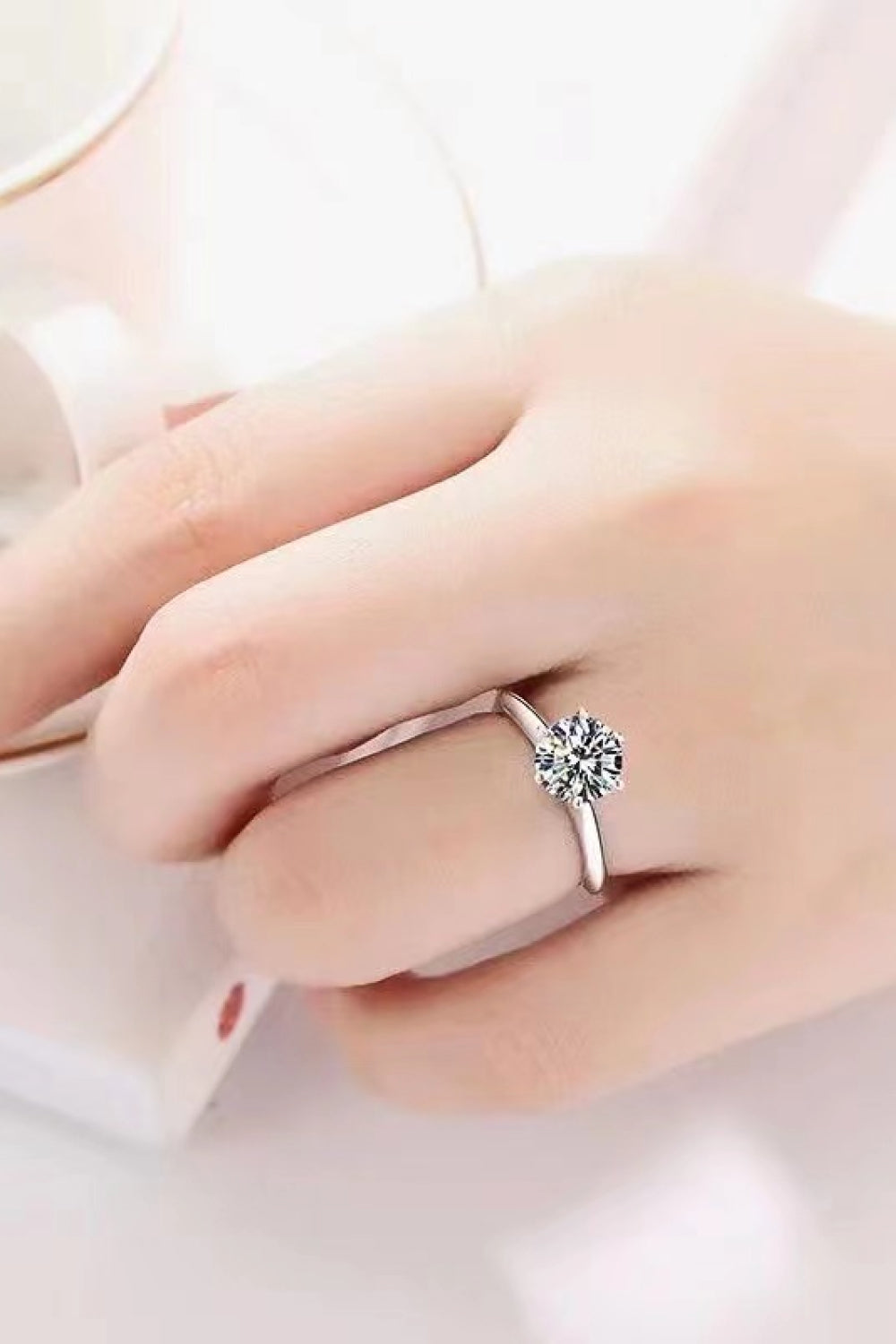 Adored 925 Sterling Silver 3 Carat Moissanite 6-Prong Ring Silver Accessories by Trendsi | Fleurcouture