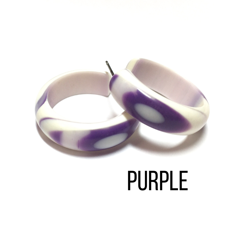 Agate Striped Simple Lucite Hoop Earrings Purple Agate Hoop Earrings by Leetie Lovendale | Fleurcouture