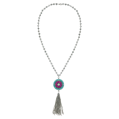 All For You Multi-Colored Pendant Necklace Silver Turquoise One Size Necklace by Southern Grace | Fleurcouture