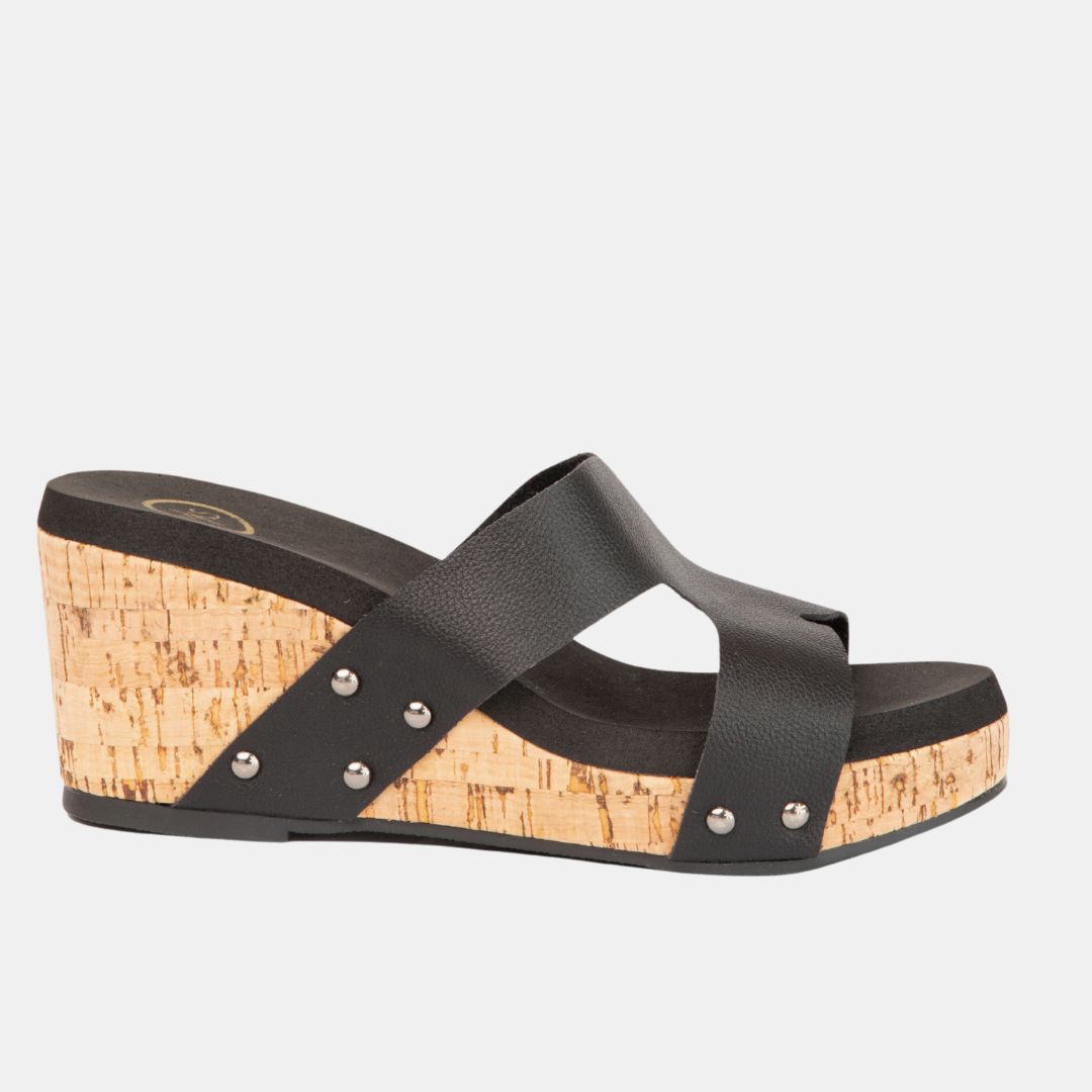 Allyson Cross Strap Wedge 6 Black WEDGES by MODAPASSO | Fleurcouture