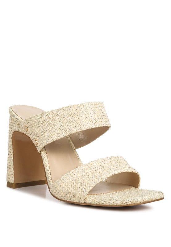 Alodia Slim Block Heel Sandals Natural 5 by Rag Company | Fleurcouture