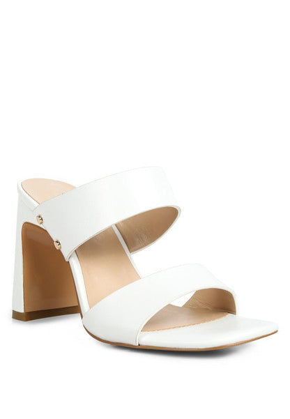 Alodia Slim Block Heel Sandals White 9 by Rag Company | Fleurcouture