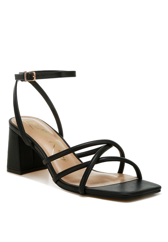 Alyona Low Block Heel Strappy Sandals Black US-5 / UK-3 / EU-36 by Rag Company | Fleurcouture