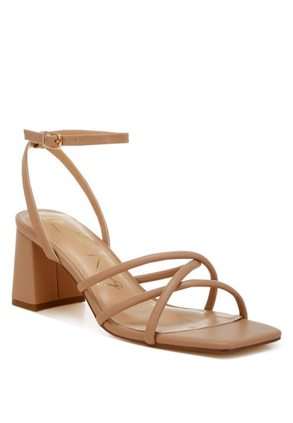 Alyona Low Block Heel Strappy Sandals Camel US-5 / UK-3 / EU-36 by Rag Company | Fleurcouture