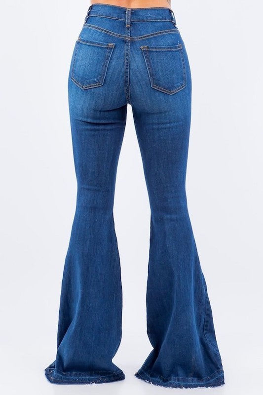 Amber Bell Bottom Jean - 36&quot; Inseam medium. blue by GJG Denim | Fleurcouture