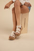 AMENDA-S Platform Sandal Wedge Beige Nubuck 5.5 by Fortune Dynamic | Fleurcouture