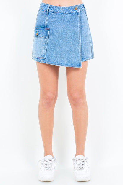 American Bazi Cargo Pocket Denim Skort Blue S Women&