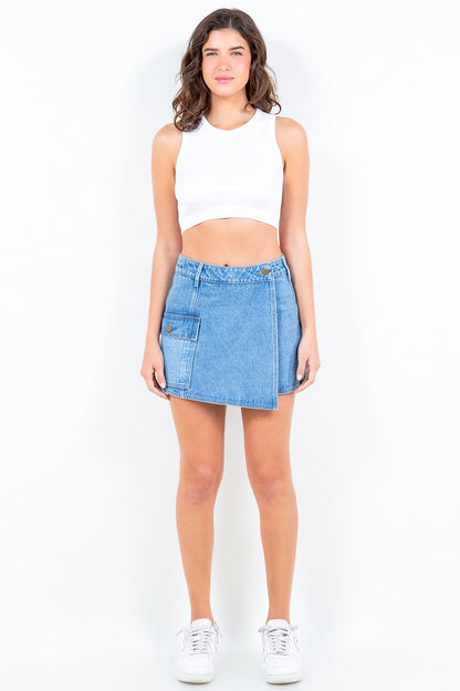 American Bazi Cargo Pocket Denim Skort Blue Women&