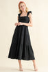 And The Why Smocked Ruffled Tiered Dress Black S Dresses by Trendsi | Fleurcouture