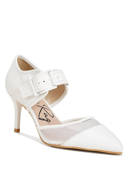 Aneri Buckle Detail Pump Sandals White US-5 / UK-3 / EU-36 by Rag Company | Fleurcouture