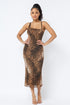 Animal Print Midi Dress With Strap by Fleurcouture | Fleurcouture