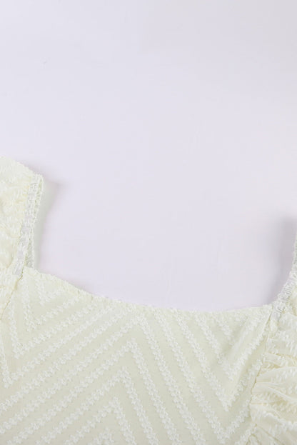 Apricot Square Neck Puff Sleeve Babydoll Mini Dress Apricot 100%Polyester Dresses/Mini Dresses by Fleurcouture | Fleurcouture