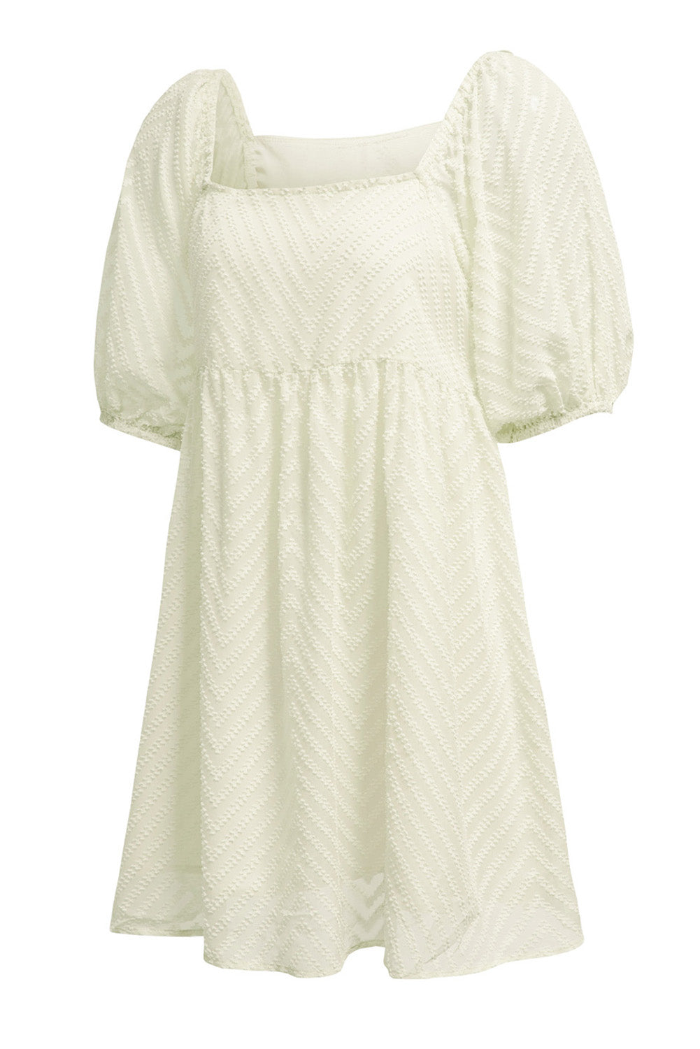 Apricot Square Neck Puff Sleeve Babydoll Mini Dress Apricot 100%Polyester Dresses/Mini Dresses by Fleurcouture | Fleurcouture