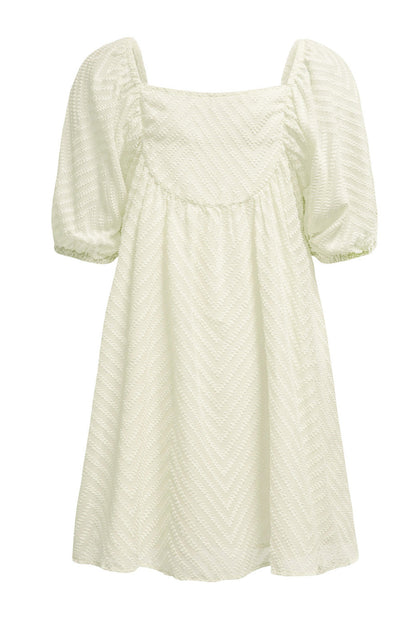 Apricot Square Neck Puff Sleeve Babydoll Mini Dress Apricot 100%Polyester Dresses/Mini Dresses by Fleurcouture | Fleurcouture