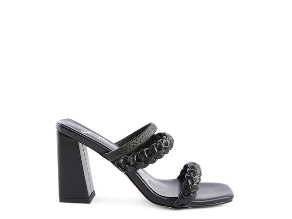 ARNIE BRAIDED BLOCK HEELED SLIDER SANDALS by Rag Company | Fleurcouture