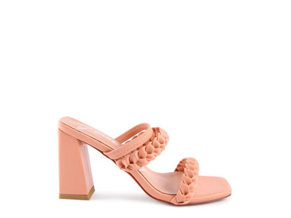 ARNIE BRAIDED BLOCK HEELED SLIDER SANDALS by Rag Company | Fleurcouture