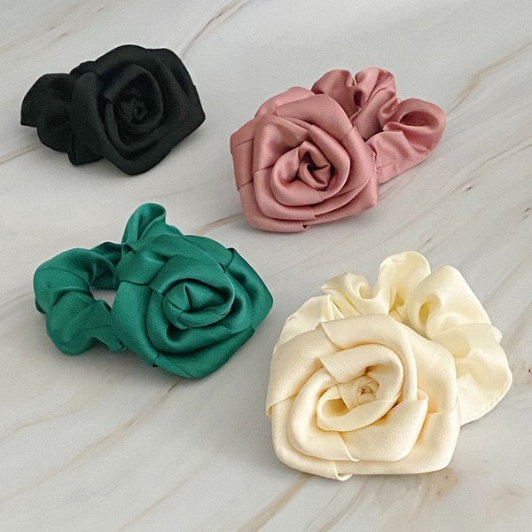 Art Of Work Satin Rose Scrunchie OS by Ellison and Young | Fleurcouture