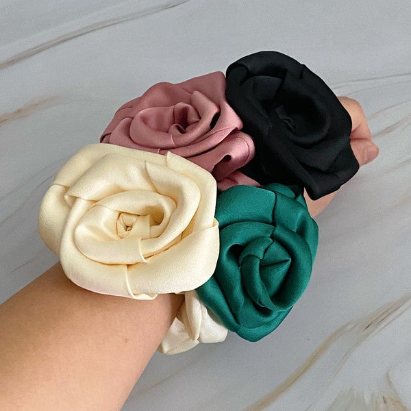 Art Of Work Satin Rose Scrunchie OS by Ellison and Young | Fleurcouture