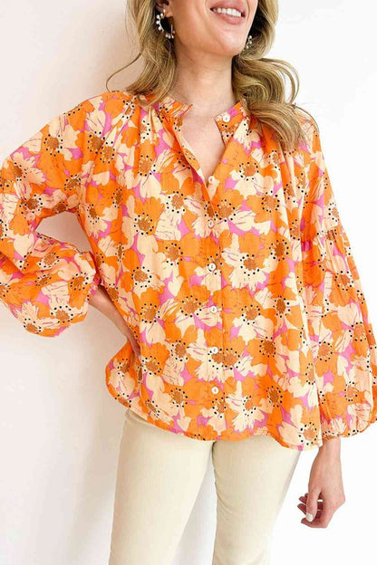 Ashley Balloon Sleeve Top Orange by ClaudiaG Apparel | Fleurcouture