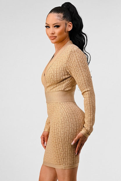 ATHINA HOLIDAY COLLECTION GOLD BANDAGE DRESS GOLD by Athina | Fleurcouture