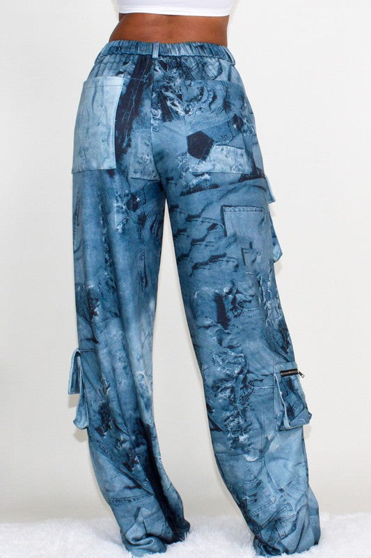 ATHINA TIE DYE PRINT CARGO CASUAL PANTS TIE DYE by Athina | Fleurcouture