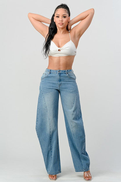 Athina Wide Leg Denim Jeans DENIM by Athina | Fleurcouture