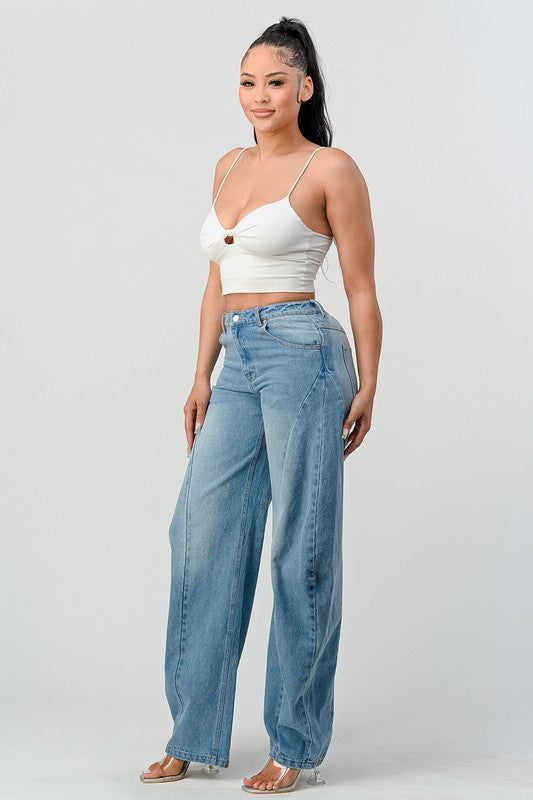 Athina Wide Leg Denim Jeans DENIM by Athina | Fleurcouture