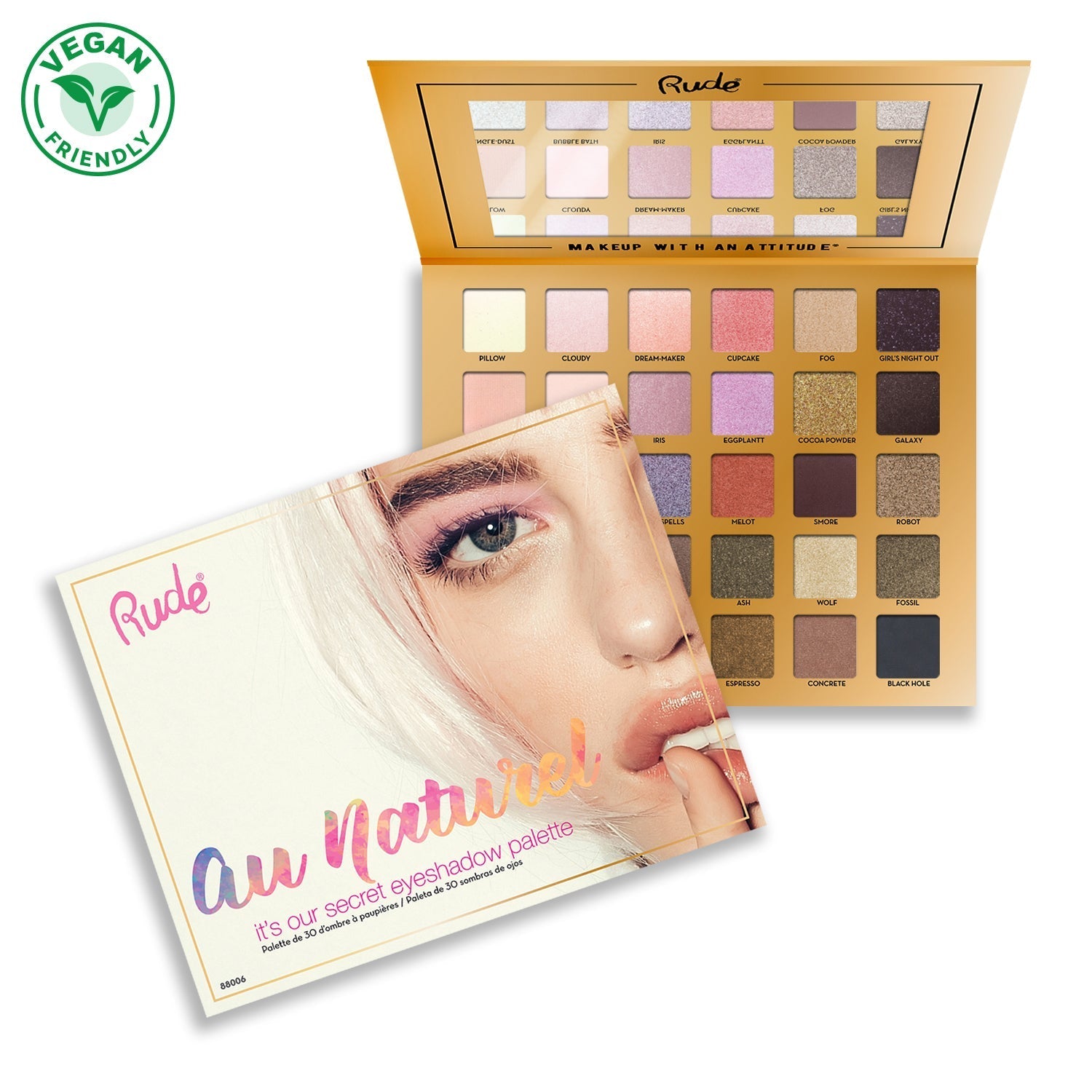 Au Naturel 30 Eyeshadow Palette Eyeshadow by Rude Cosmetics | Fleurcouture