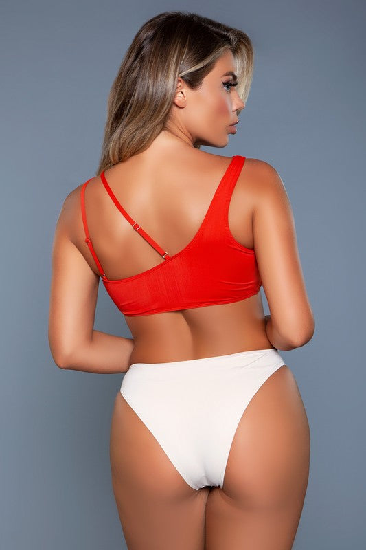 Aubrey Swimsuit Red/Beige by BE WICKED | Fleurcouture