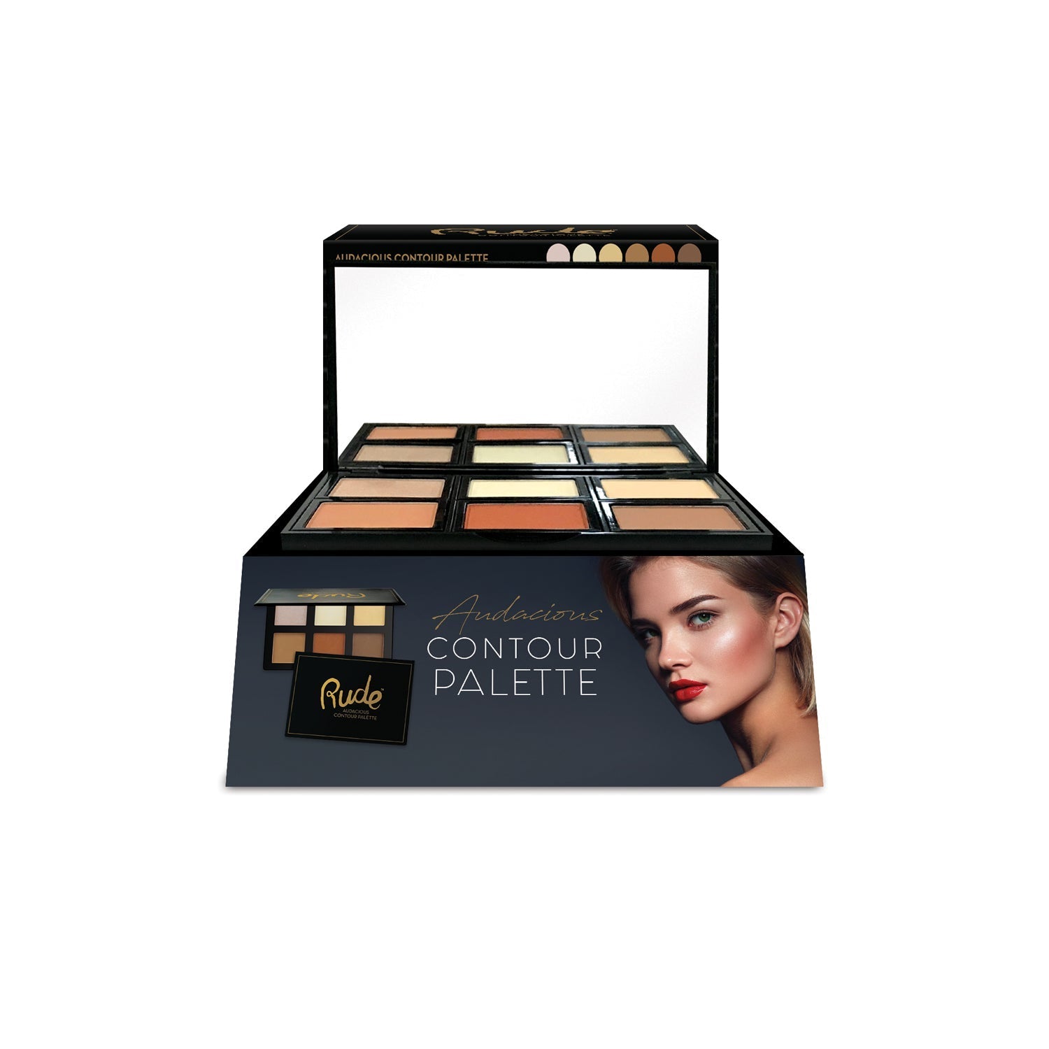 Audacious Contour Palette - Display Set, 12pcs Wholesale Set by Rude Cosmetics | Fleurcouture