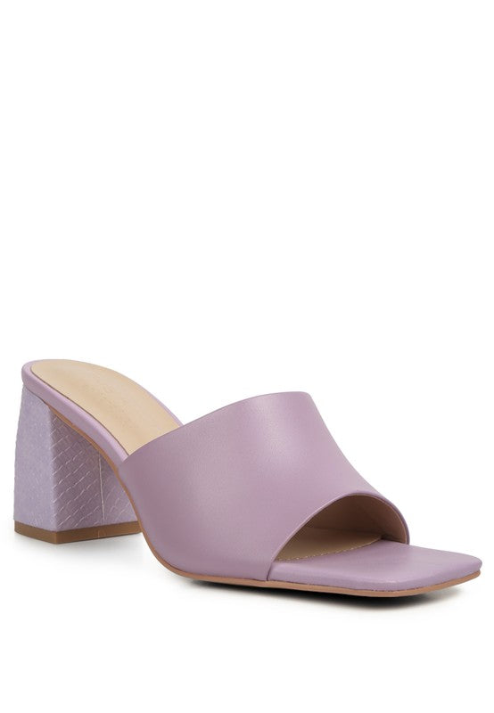 Audriana Textured Block Heel Sandals Lilac 5 by Rag Company | Fleurcouture