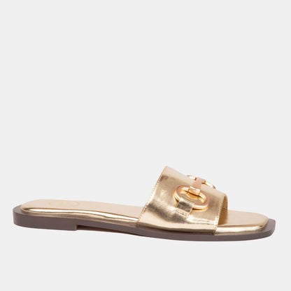 Ava 1 Sandal With Hardware On The Instep 5 Gold FLATS by MODAPASSO | Fleurcouture