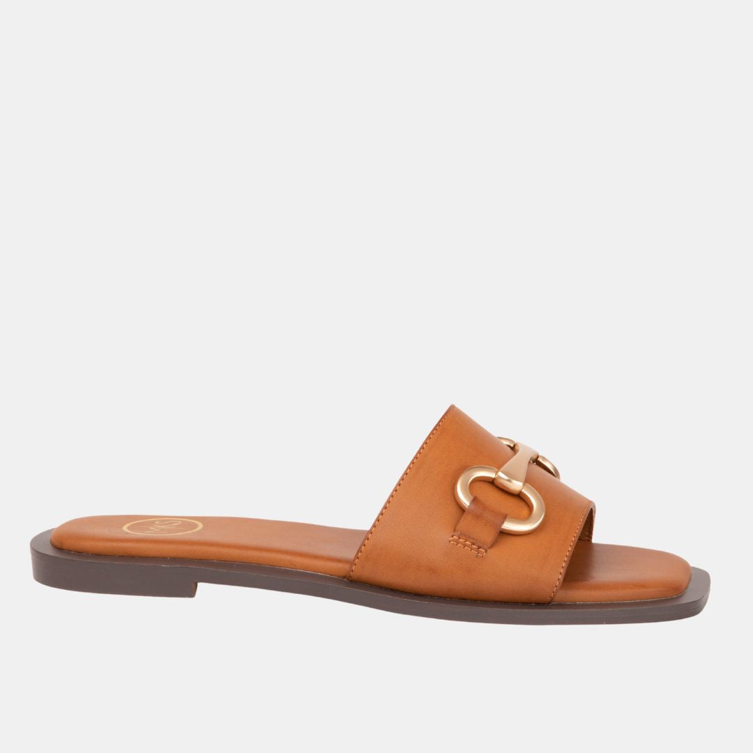 Ava 1 Sandal With Hardware On The Instep 5 Tan FLATS by MODAPASSO | Fleurcouture