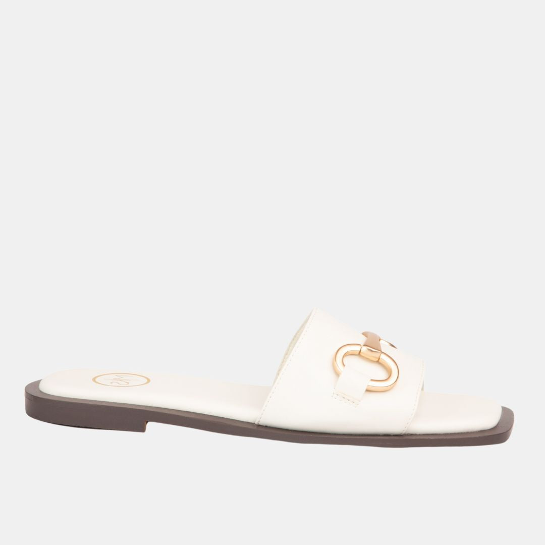 Ava 1 Sandal With Hardware On The Instep 5 White FLATS by MODAPASSO | Fleurcouture