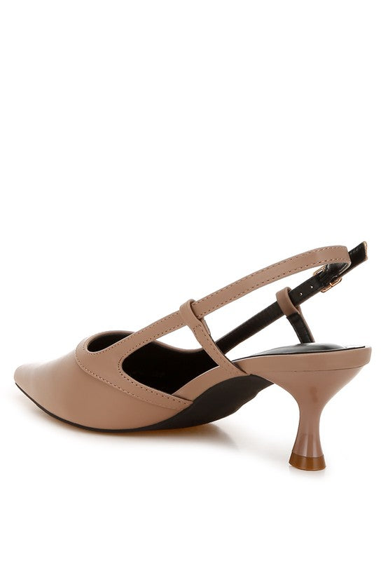 Axton Kitten Heel Slingback Sandals Taupe by Rag Company | Fleurcouture