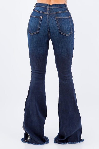 Ropin Bell Bottom Jean in Dark Wash