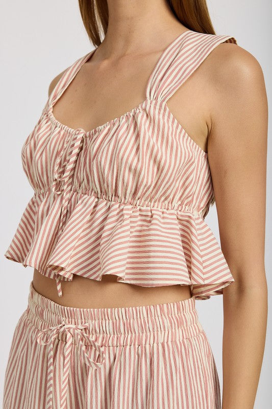 BABYDOLL CROPPED TOP ROSE WHITE by Emory Park | Fleurcouture