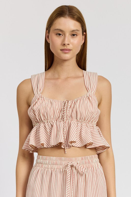 BABYDOLL CROPPED TOP ROSE WHITE by Emory Park | Fleurcouture