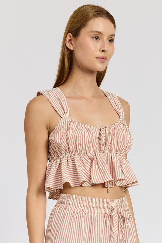 BABYDOLL CROPPED TOP ROSE WHITE by Emory Park | Fleurcouture