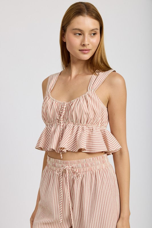 BABYDOLL CROPPED TOP ROSE WHITE by Emory Park | Fleurcouture